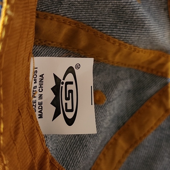 VINTAGE BOSS EMBROIDERED SILVER STUDDED DISTRESSED FAUX LEATHER DENIM CAP HAT - Picture 10 of 14